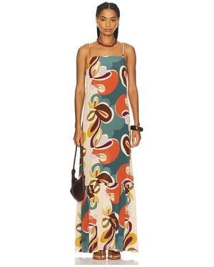 Adriana Degreas Langes Kleid Organic Floral - Mehrfarbig