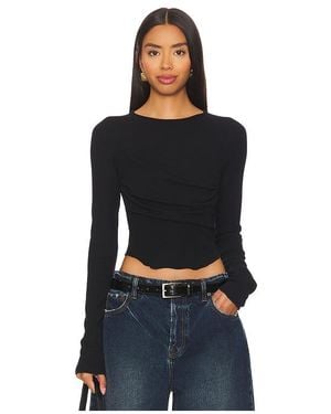 The Line By K Lettuce Trim Rayon Blend Tee - Black