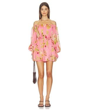 Hemant & Nandita Off Shoulder Romper With Tie Up Belt - Red