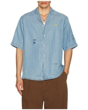 Scotch & Soda Basquiat Relaxed Fit Short Sleeved Shirt - Blue