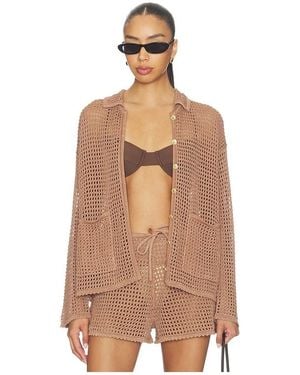 L'Agence 'Agence Mariana Pointelle Knit Shirt En Color Bronce Metálico Talla (También En Xxs, Xs, S, M) - Neutro
