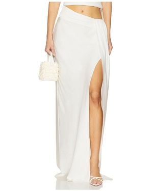 LAPOINTE Lightweight Satin Asymmetric Maxi Skirt - White