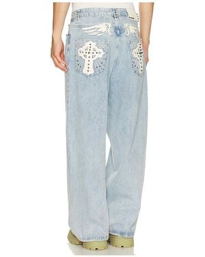 Jaded London Applique Cross Xl Colossus Jeans - Blue