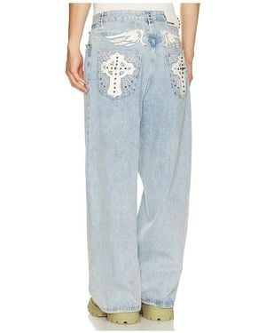 Jaded London Applique Cross Xl Colossus Jeans - Blue