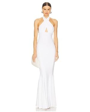 Norma Kamali Halter Fishtail Gown - White