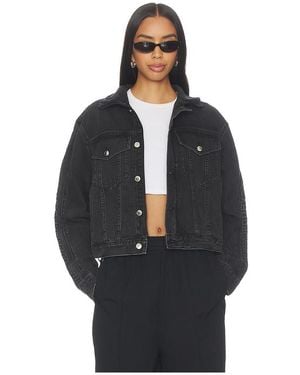 Alexander Wang Denim Track Jacket With Embossed Logo Panel - Blue