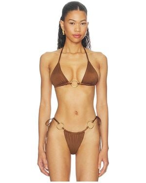 Cin Cin Isle Hoop Triangle Bikini Top - Natural
