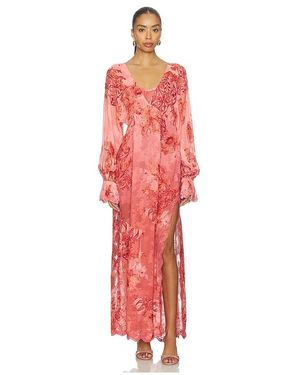 Hemant & Nandita Kaftan Maxi Dress With Printed Slip - Red