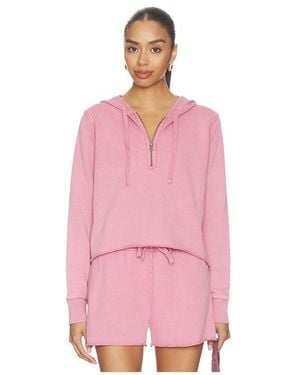 Bobi Half Zip Crop Hoodie - Pink