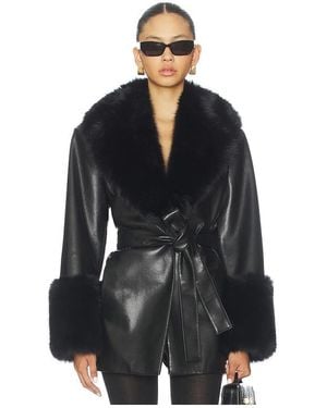 Lamarque Rosabella Faux Fur Blazer - Black