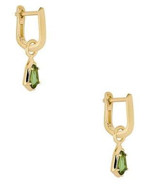 STONE AND STRAND Knife Edge Shield Drop Hoop Earrings - Metallic