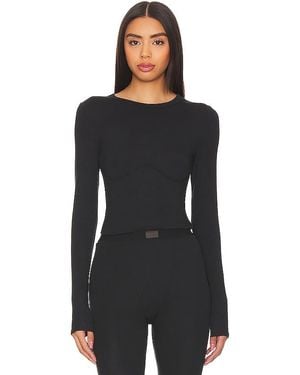 Lunya Soft Modal Rib Underpin Long Sleeve - Black