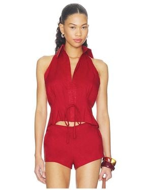AEXAE Linen Sweetheart Top En Color Rojo Talla (También En Xs, S, M)