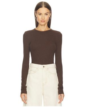 GRLFRND Crew Neck Extra Long Sleeve Tee - Brown