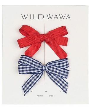 Wild Wawa Bow Clip Set - Red