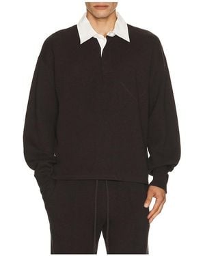 Hudson Jeans Long Sleeve Contrast Polo - Black
