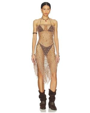 MORE TO COME Rami Fringe Strapless Dress - White