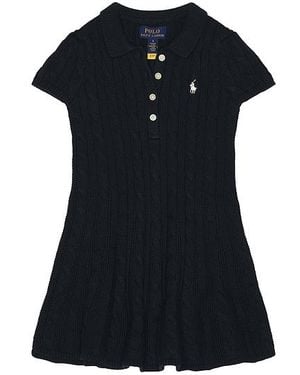 Polo Ralph Lauren Short Sleeve Cotton Cable Knit Polo Dress - Black