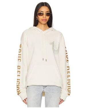 True Religion Relaxed Studded Pullover Hoodie - White
