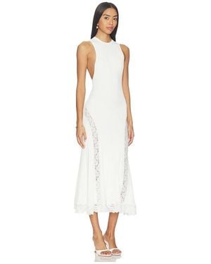 Self-Portrait Knit Lace Insert Midi Dress - White