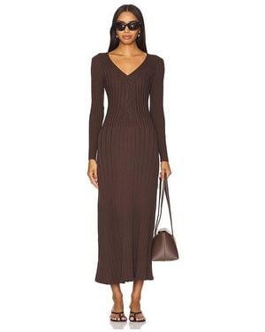 SOVERE Laced Long Sleeve Midi Dress - Brown