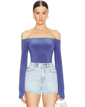 Norma Kamali Long Sleeve Off Shoulder Top - Blue
