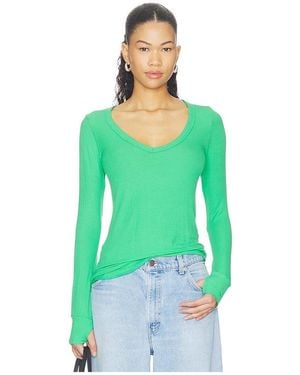 Michael Lauren Otis Long Sleeve Fitted V-Neck - Green