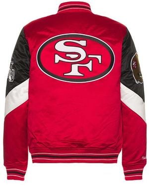 Mitchell & Ness Nfl 49Ers Throw It Back Heavyweight Satin Jacket - Red