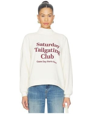Sunny Somewhere Saturday Tailgating Club Mockneck Jumper - White