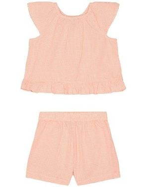 Polo Ralph Lauren Sleeveless Madras Ruffle Shirt With Short - Pink
