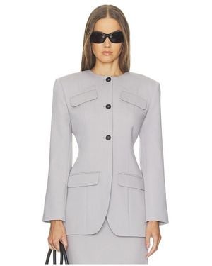 Helsa Wool Blend Suiting Jacket With Bows - White