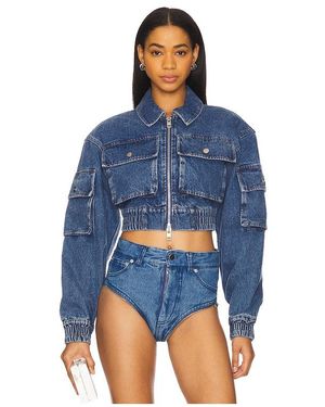AKNVAS Kolbe Cropped Denim Bomber Jacket - Blue
