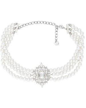 Self-Portrait Crystal Choker - White