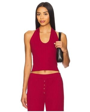 VIR VITA Pointelle Halter Top - Red