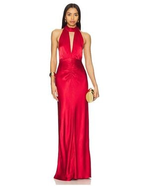 Shona Joy Tatum Halter Neck Maxi Dress - Red