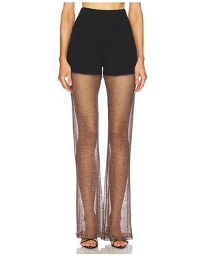 aaizél Shimmer Sheer Contrast A-Line Pant - Black