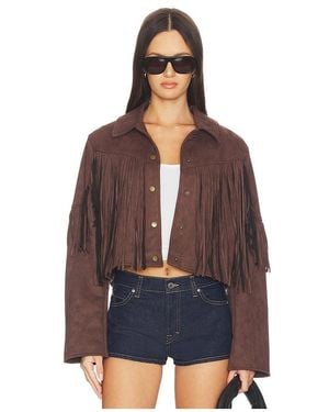 MORE TO COME Baylor Fringe Faux Suede Jacket - Blue