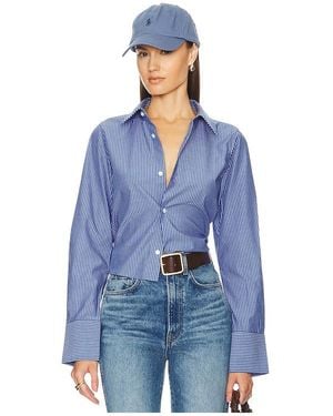 Helsa Pinstripe Poplin Fitted Shirt - Blue