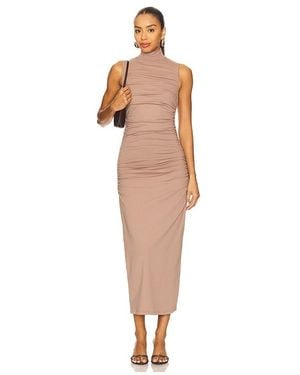 Susana Monaco Gathered Mock Neck Sleeveless Dress - White