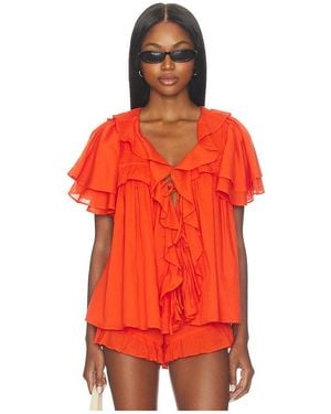 Show Me Your Mumu Rosalie Ruffle Top En Color Rojo Talla (También En S, Xs)