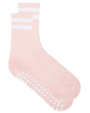 WellBeing + BeingWell Striped Tube Grip Sock - Pink