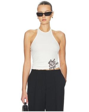 MOTHER OF ALL Ribbed Sunrose Tank Top - Black