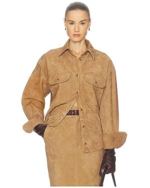 Helsa Suede Overshirt - Natural