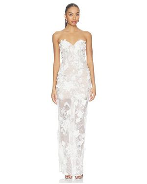 Bronx and Banco Dahlia Bridal Strapless Maxi Dress - White