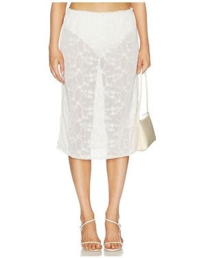 For Love & Lemons Betty Bouquet Coverup Midi Skirt - White