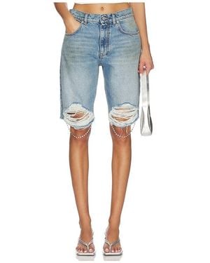 Area Crystal Fray Jean Short - Blue