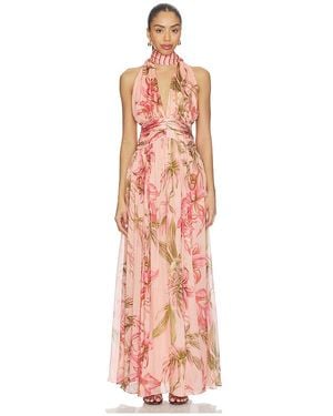 Rococo Sand Ruched Sash Maxi Dress - Pink