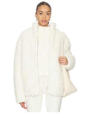 Skims Faux Fur Zip Up Mock Neck Jacket - White