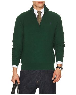 Polo Ralph Lauren Mesh-Knit Cotton Quarter-Zip Jumper - Green