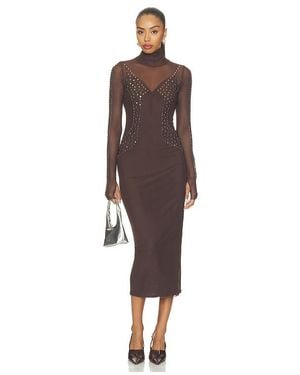 AFRM Shailene Studded Mesh Dress - Brown